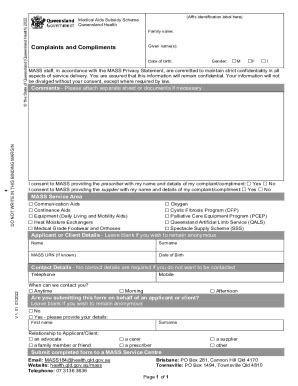 Fillable Online Mass Complaints And Compliments Form Mass Complaints