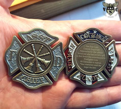 Asst Fire Chief Firefighter Custom Engraved Challenge Coin