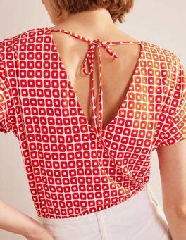 Tie Back Jersey Top Vermillion Cube Boden Uk