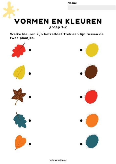 Werkblad Kleuren Groep 1 2 Kleurherkenning Thema Herfst Herfst