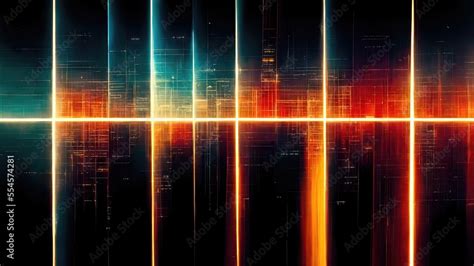 Maze Like Linear Glowing Lines Teal And Orange Futuristic Abstract Cpu