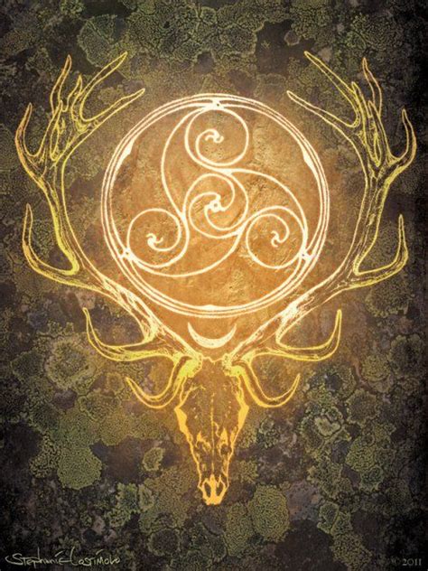 Stag Lord Herne Cernunnos Celtic Spiral Print By Nethersphere Celtic