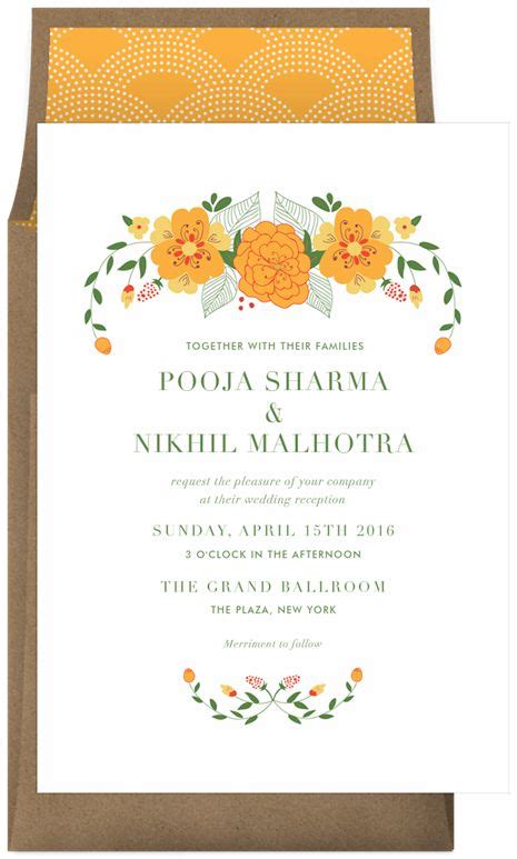 Marigold Garland Invitations In Yellow Greenvelope Indian