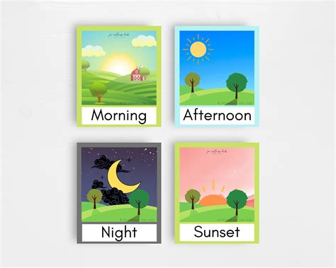 Printable Weather And Time Of Day Flash Cards Etsy