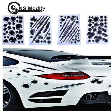 Ns Modify 1pcs Car Styling Bullet Hole Waterproof Stickers Funny Car