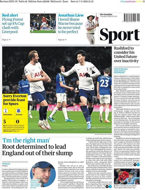 Capa Jornal Guardian Sport Capa De Hoje