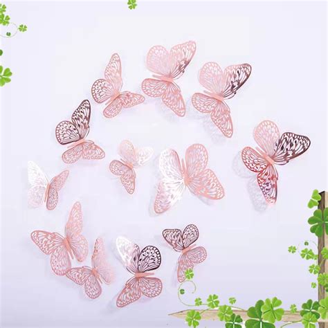 12pcs 3d Hollow Butterfly Wall Sticker For Home Decor Christmas Tree