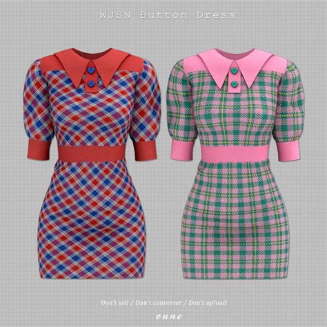 WJSN Button Dress Euno Sims Sims Sims 4 Clothing Sims 4 Black Hair