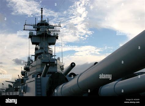 USS New Jersey Museum, view from the main tower and cannons Stock Photo ...