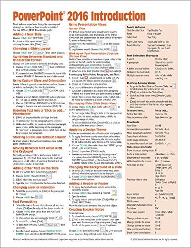 Microsoft Powerpoint 2016 Introduction Quick Reference Guide Windows