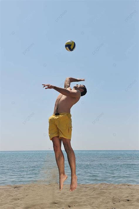 Male Beach Volleyball Game Player Leisure Athletic Attractive Photo Background And Picture For ...