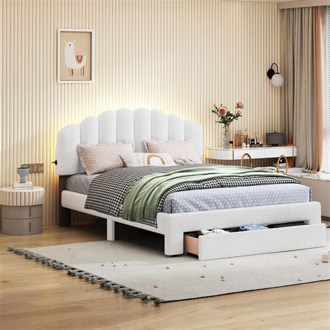 Amazon Merax Upholstered Platform Bed Queen Size Teddy Fleece