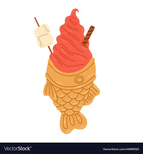 Taiyaki Ice Cream Japanese Bakery Fish Shaped Vector Image