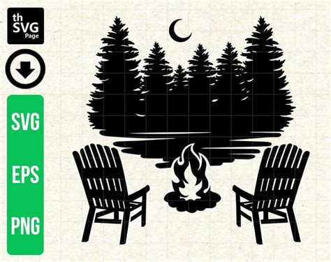 Camping Scene Adirondack Chairs Campfire Svg Forest Scene Svg Camping