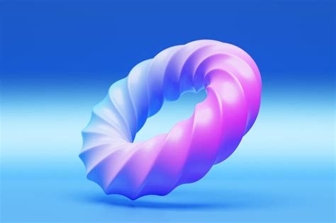 Premium Photo Futuristic Neon Pink And Blue Torus Donut 3d Rendering Torus Geometry Shape In