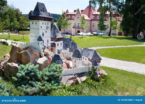 Castle Berchtold From 1877 And Park With Model Miniatures Of Czech Landmarks, Benice, Vidovice ...