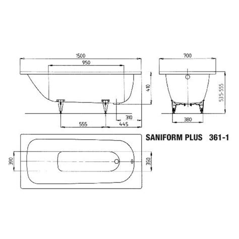 Kaldewei Saniform Plus baignoire rectangulaire 150x70 cm acier émaillé