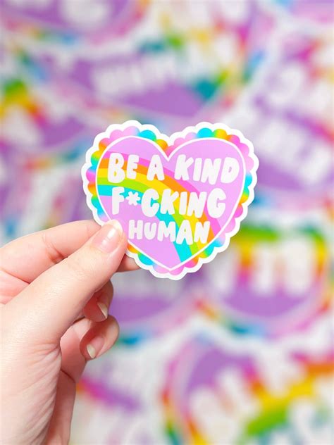 Be A Kind Fking Human Vinyl Sticker Smiley Moon Studio