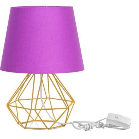 Abajur Diamante Dome Roxo Aramado Amarelo Madeiramadeira