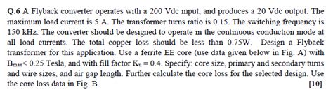 Solved Q A Flyback Converter Operates With A Vdc Input Chegg