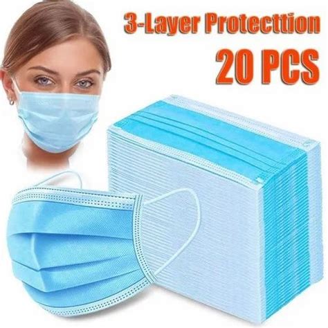 Blue Three Ply Non Woven Disposable Face Mask For Surgical At Rs 1 80