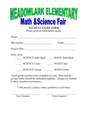 Fillable Online Entry Form Mathandscience Fair Fax Email Print Pdffiller