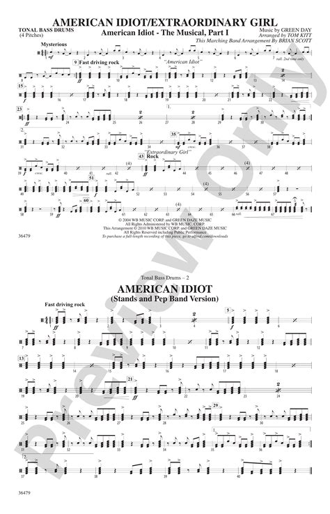 American Idiot Extraordinary Girl Tonal Bass Drum Tonal Bass Drum