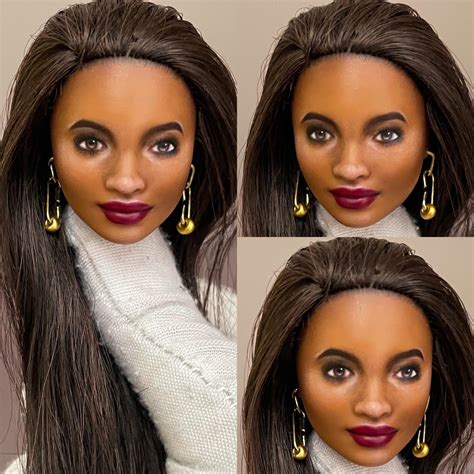 Ooak Black Barbie Head Only Custom Repaint Art Doll Etsy