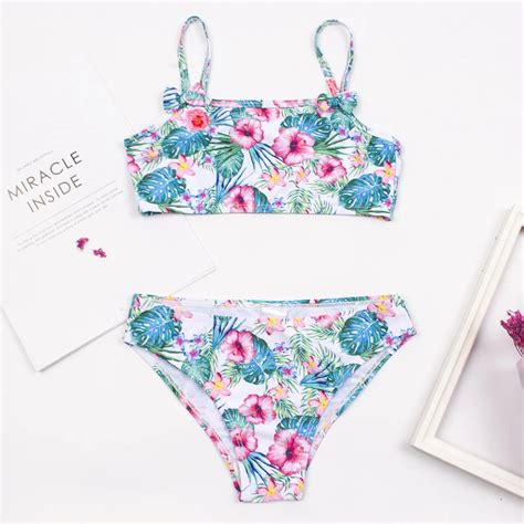 Maillot De Bain Pour Filles Imprim N Ud Papillon Ensemble Deux Pi Ces