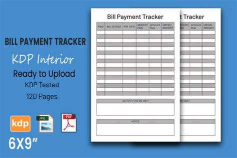 Bill Payment Tracker KDP Interior Graphic By Interior Art Creative