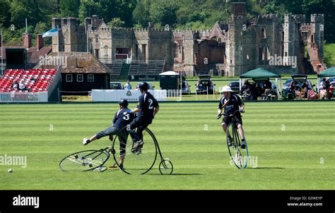 Penny Farthing Bicycle Polo Match Stock Photo Alamy