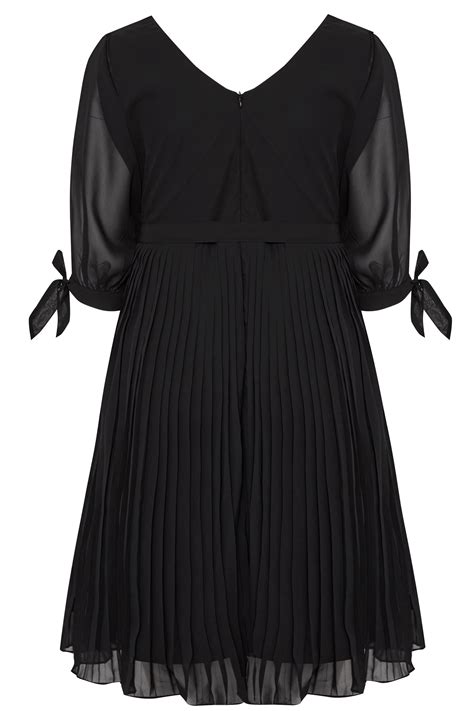 Yours London Black Pleated Dress Yours Clothing