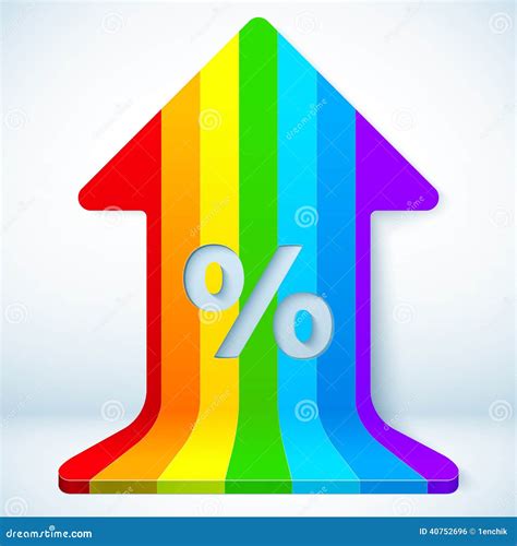 Rainbow Grow Up Arrow With Percent Sign Stock Vector Illustration Of