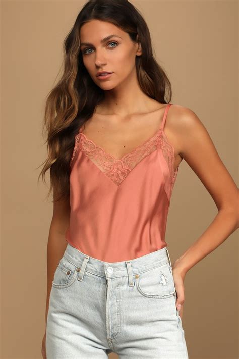 Terracotta Tank Top Lace Cami Lace Tank Top Womens Tops Lulus