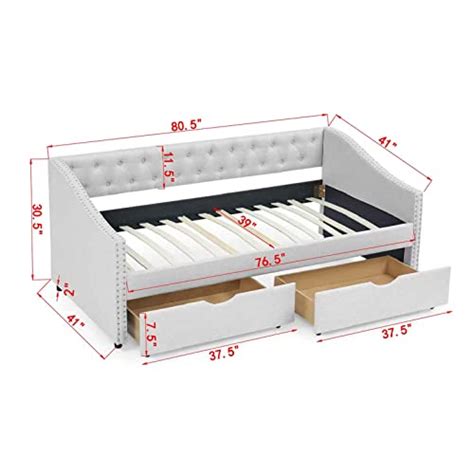 Smartder Wood Twin Daybed Day Bed Frame With 2 Storage Drawers