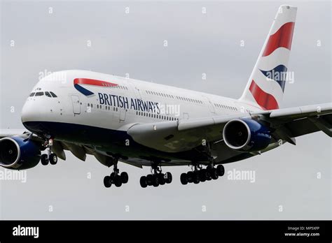 British Airways Airbus A Landing At London Heathrow Airport Hi Res