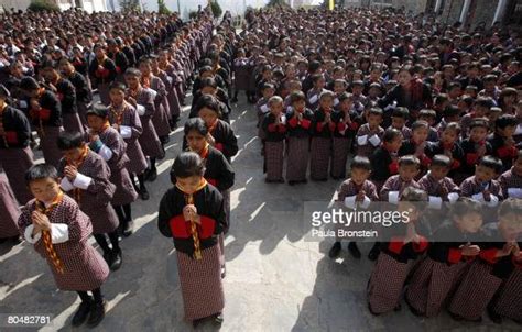 Students From The Jigme Namgyal Lower Secondary School Line Up Before