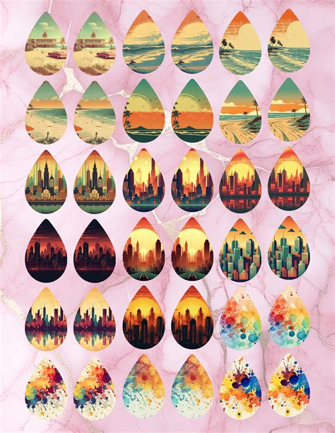 180 Retro Tear Drop Earring Sublimation Design Bundle Etsy