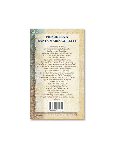 Biglietto Con Biografia E Preghiera A Santa Maria Goretti