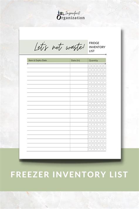 Printable Freezer Inventory Tracker Fridge Inventory Tracker Freezer