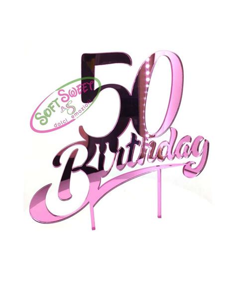 Cake Topper In Plexiglass A Specchio Birthday Fucsia X H