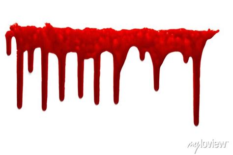 Flowing Red Blood Dripping Blood Isolated On White Background Wall