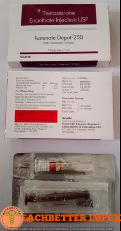 Testenate Depot Injection Testosterone Injection Packaging Size