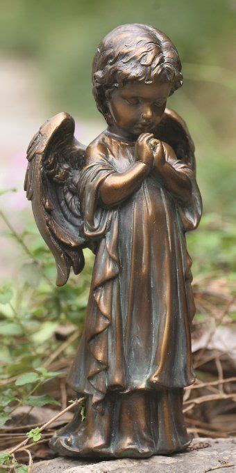 Bronze Praying Cherub Angel Home Garden Statue Memorial Gazebo Koi Pond