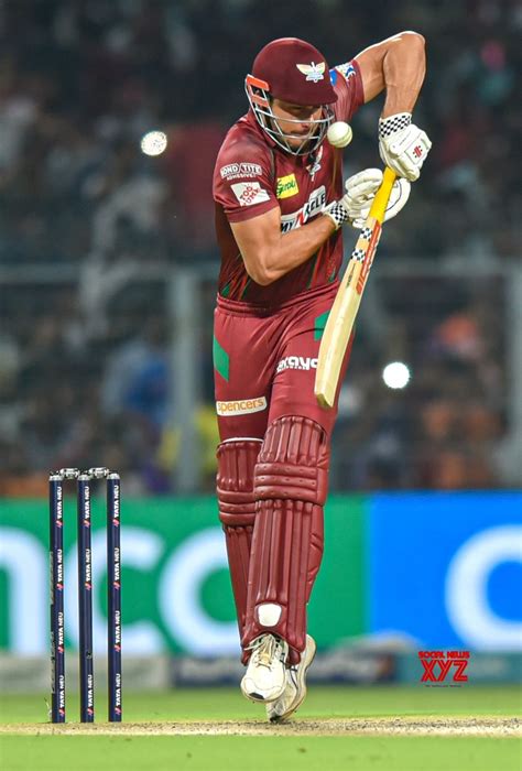 Kolkata: LSG's Marcus Stoinis plays a shot during the IPL 2023 match # ...