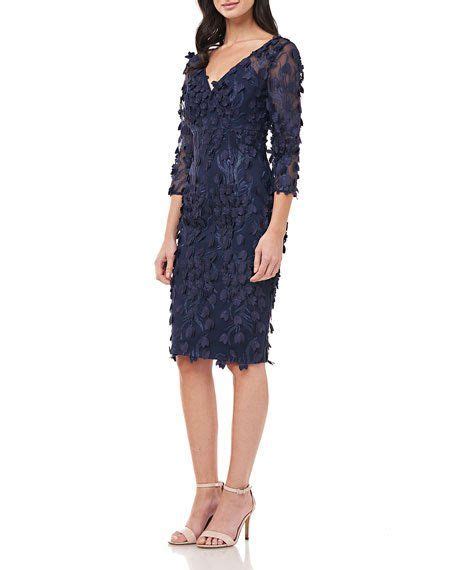 Carmen Marc Valvo Infusion 3D Petal Embellished Sheath Dress