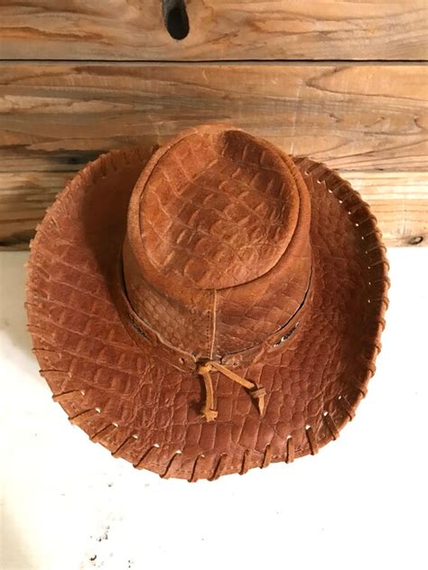 Vintage Henschel Hat Co Leather Rattlesnake Skin O Gem