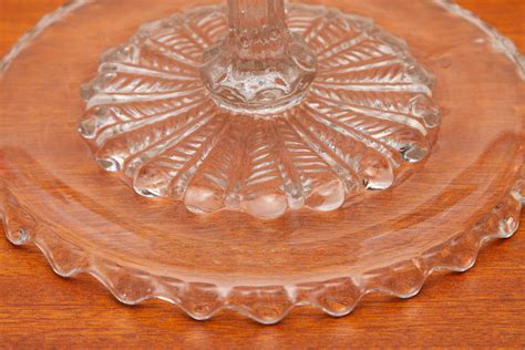 Large Vintage Clear Glass Cake Stand Pedestal Cake Plate Footed Stand Love Vintage