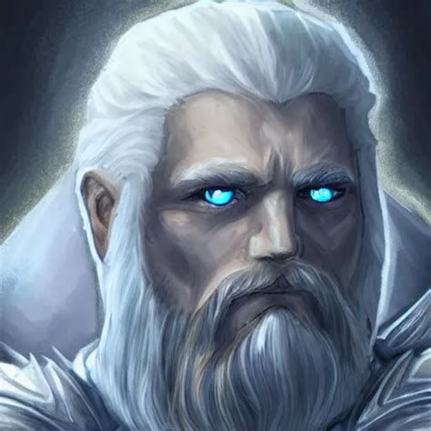 A Portrait Of An Aasimar Paladin With Glowing Blue Stable Diffusion