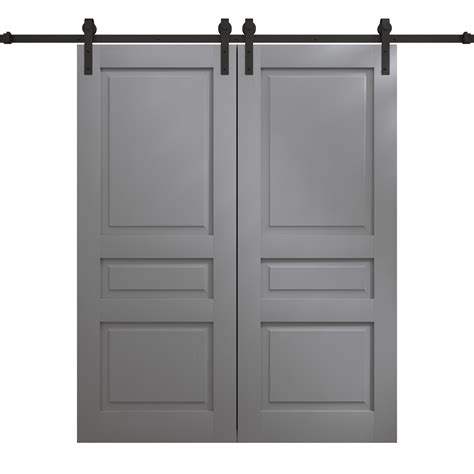 Modern Double Barn Door 72 X 80 Inches Ego 5012 Painted Grey Oak